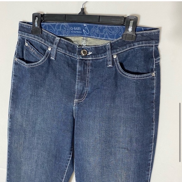 Wrangler Q Baby Med Dark Wash Mid Rise Straight Leg Jeans 9/10 - Picture 7 of 15